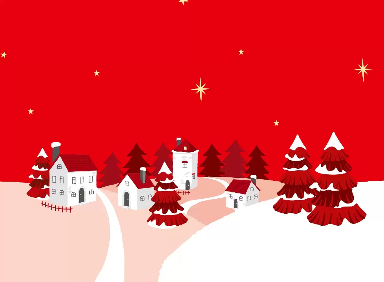 Advent - Winterliche Illustration in Rottönen